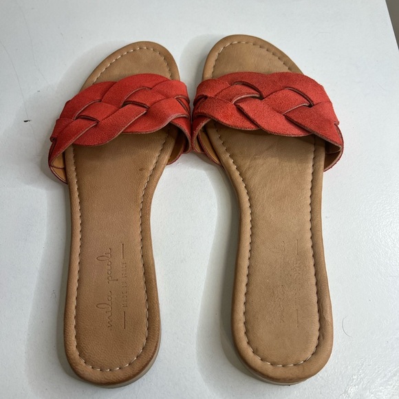 Mila Paoli Orange Leather Sandals Made In Italy Size 9 - Picture 4 of 6